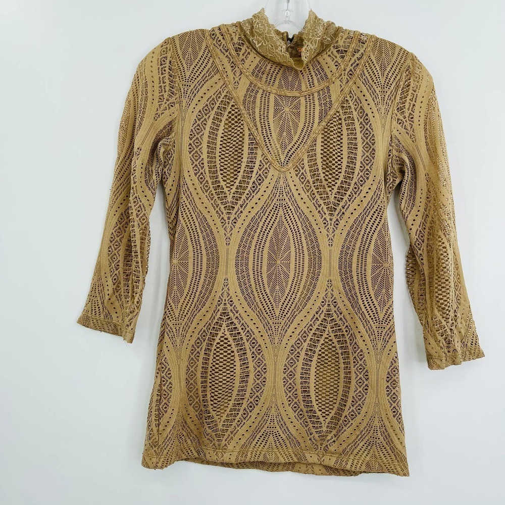 Free people crochet lace mock neck